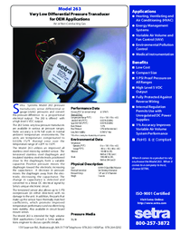 Thumbnail of document Data Sheet - 263 Very Low Differential Pressure Transducer